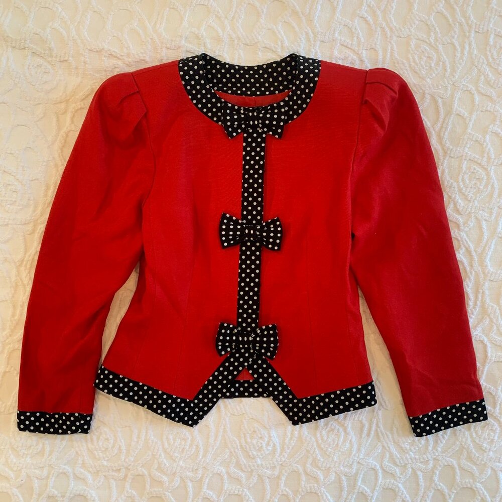 RARE Union Made Red Polka Dot Bow Jacket Blazer